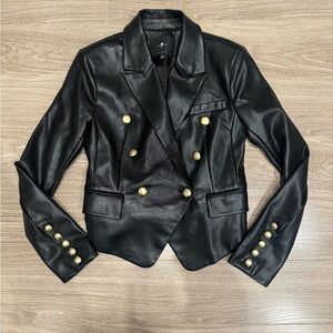 Black Leather Double-Breasted Jacket